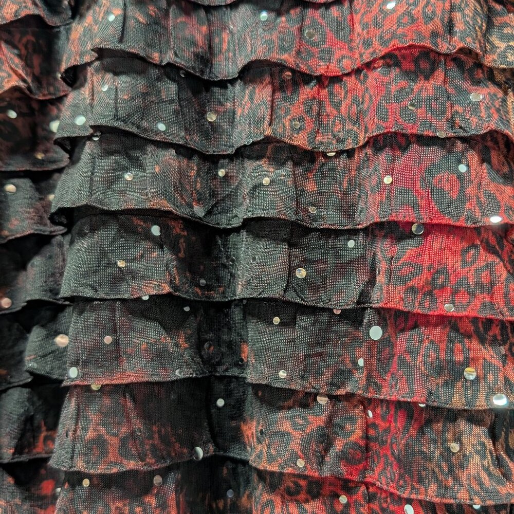 Notations Leopard Print Sequin Ruffled Blouse - image 8